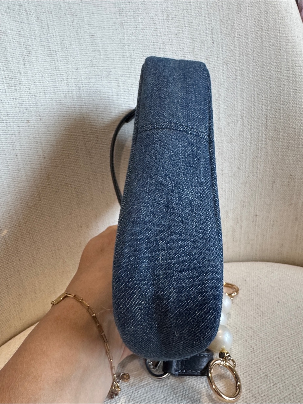 Coach Nolita Denim Studded Wristlet - Dark Blue.  Like new  💗Free bag charm 💗 - Picture 5 of 7